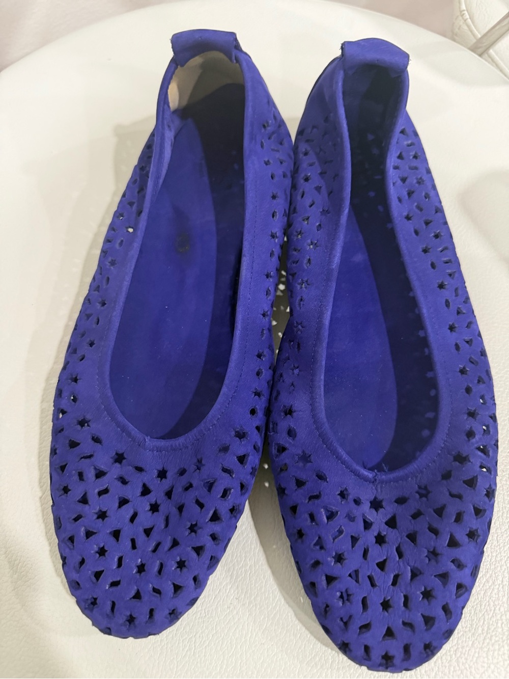Arche Royal Blue Laser-Cut Suede Ballet Flats